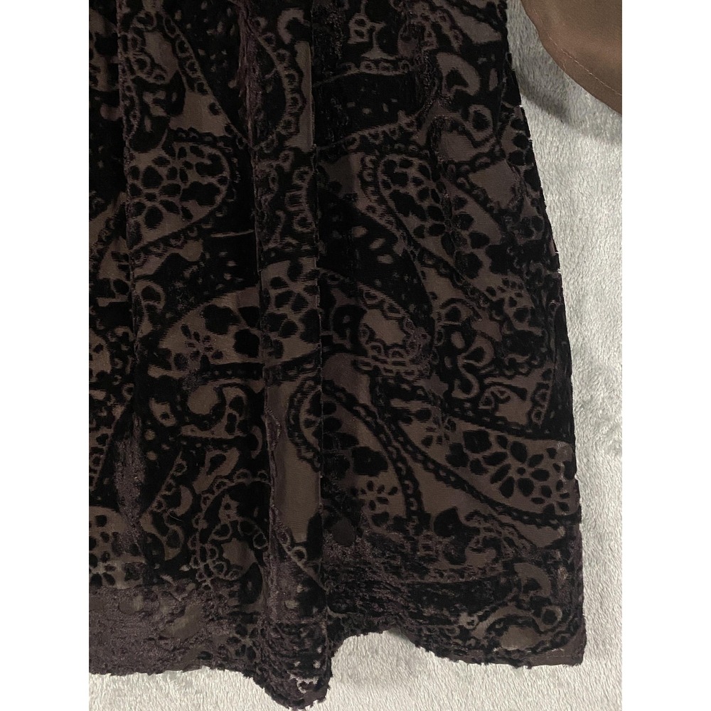 Umgee Dress Womens Sz M Brown Velvet Burnout‎ Stretch Boho Whimsigoth Night Out - Picture 7 of 13